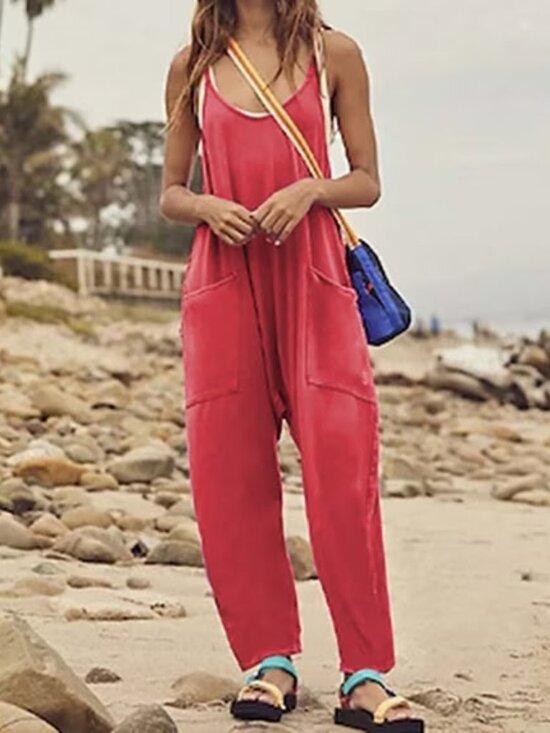 Sage & Sky Pants - Sage & Sky Maroon Ribbed Harem Loungewear Jumpsuit - Small